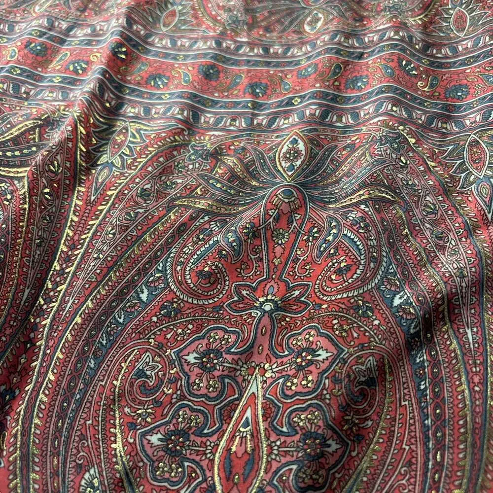 Silk Blend Dakota Designs Hippy Boho Paisley Gold toned Details Size M - Picture 4 of 11
